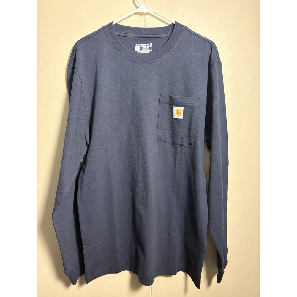 Carhartt Long Sleeve Pocket T-Shirt Men's Small Loose Fit Blue Workwear Street